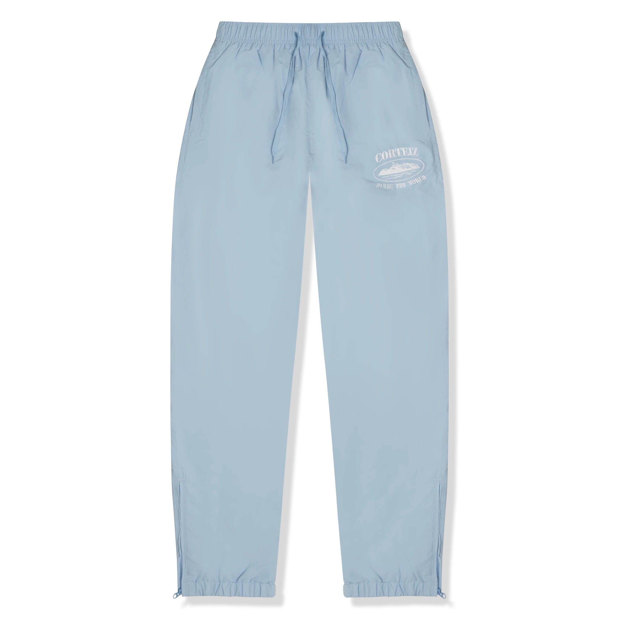 Front view of Corteiz Shukushuku Baby Blue Tracksuit